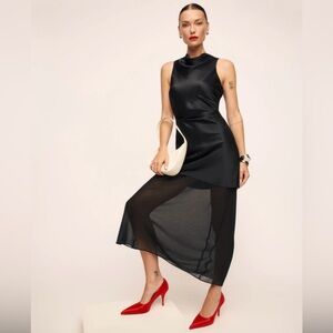 NWT Reformation Black Logan Silk Dress Size 0